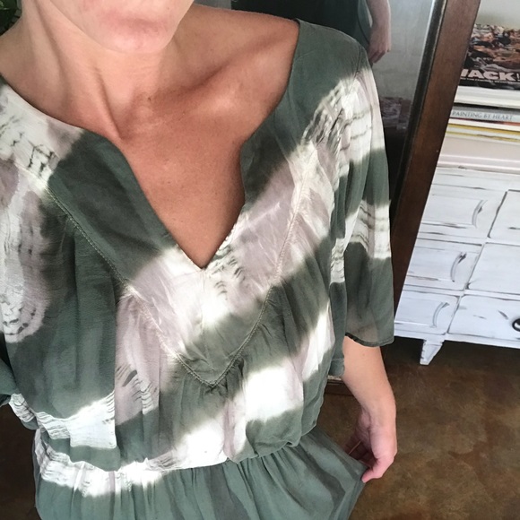 Gypsy 05 Green Tie-Died Long Dress - Picture 4 of 8